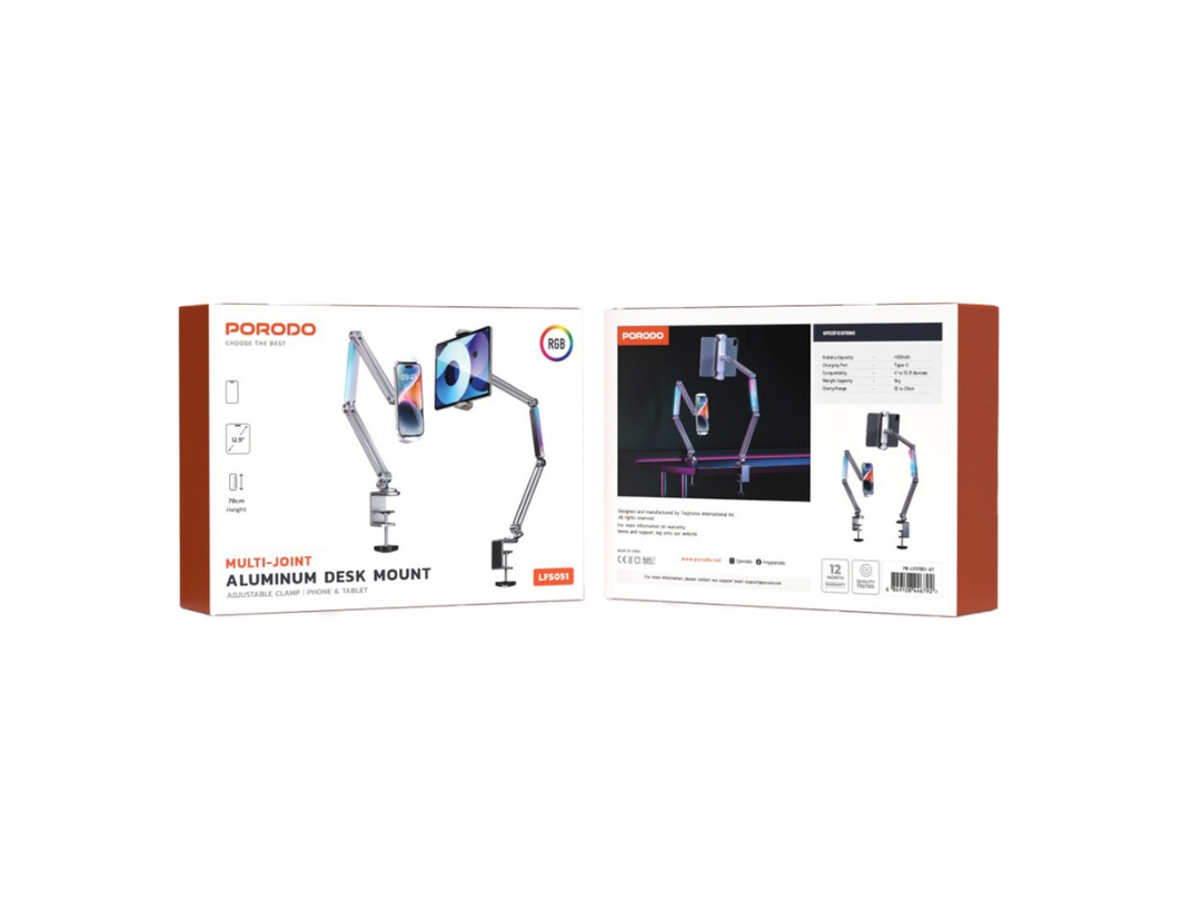Buy Porodo Aluminum Desk Mount – RGB & 360° View |in Qatar Buy Porodo Aluminum Desk Mount – RGB & 360° View |in Qatar